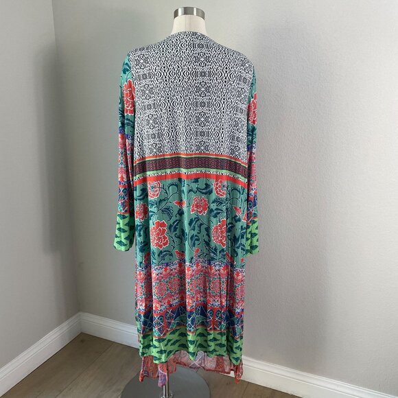 Soft Surroundings Womens Large Long Open Cardigan Duster Topper Stretch - Picture 7 of 13